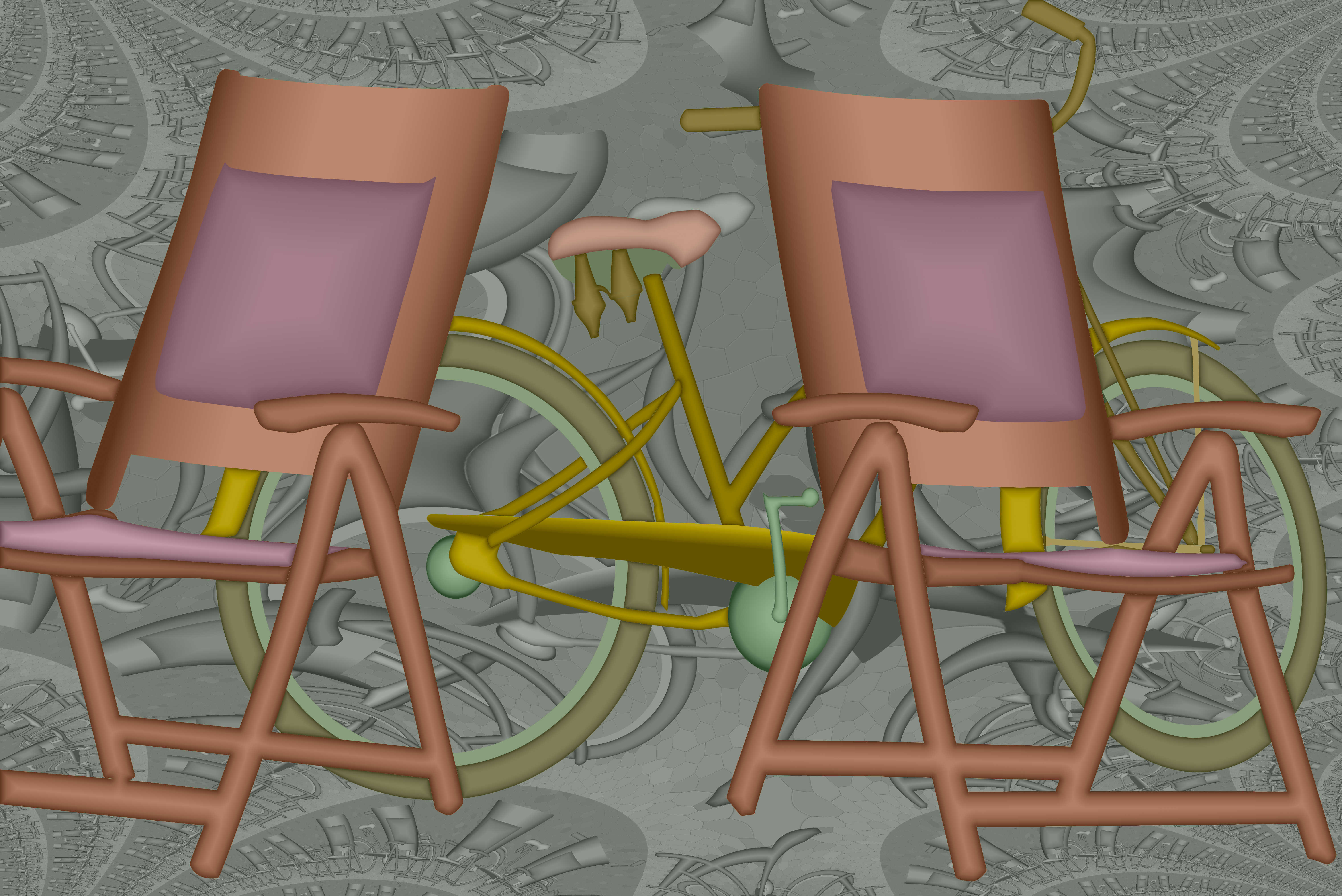 Chairs Bicycle Abstract Ray Oltion